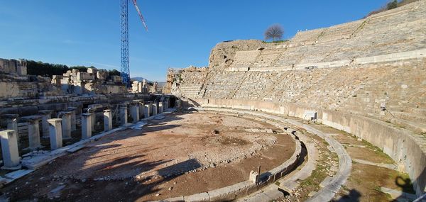 Arcadian way, library of celsus and amphitheater at  ephesus, turkey
