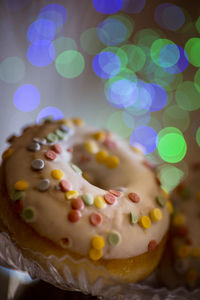 Close-up of donut on table