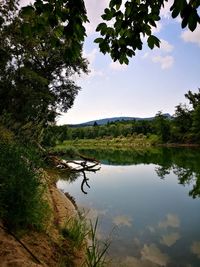 Scenic view of lake against sky