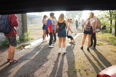 People walking on road