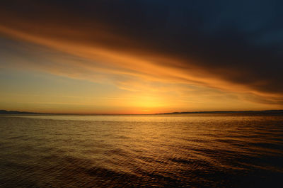 Scenic view of sea at sunset