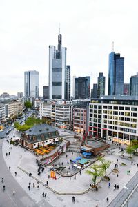 High angle view of buildings in city