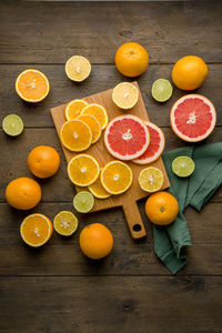 Directly above shot of orange fruits on table