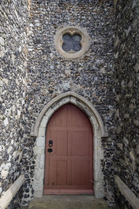 Closed door of building