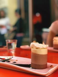 Close-up of coffee served on table at restaurant