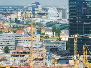 High angle view of buildings in city