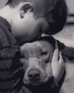 Portrait of woman with dog