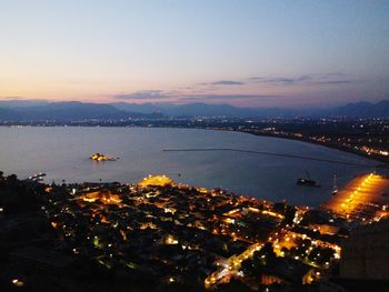 View of cityscape at sunset