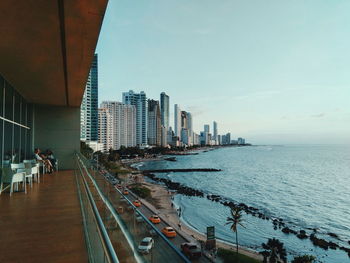 Panoramic view of city at waterfront