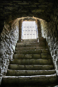 Low angle view of staircase in old building