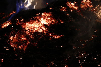 Close-up of bonfire at night