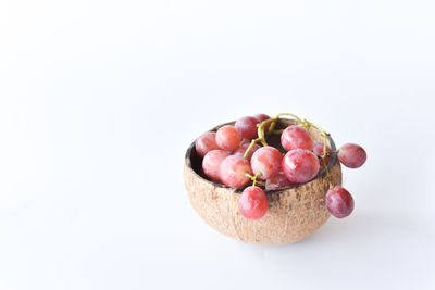 Close-up of strawberries against white background