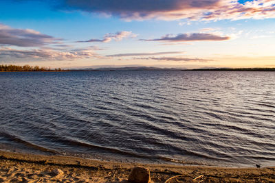 Scenic view of sea against cloudy sky