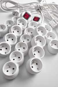 High angle view of buttons on table