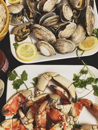 High angle view of fish on table