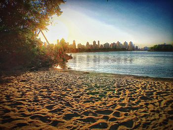 Scenic view of sea at sunset
