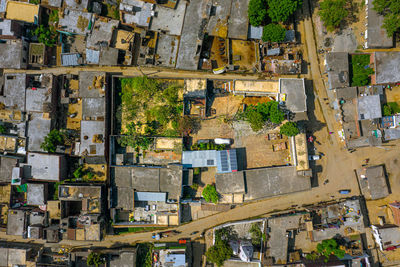 High angle view of buildings in city