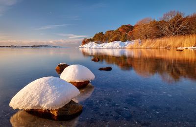 Scenic view of lake against sky