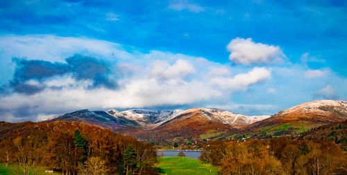 Scenic view of mountains against sky