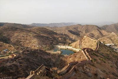 High angle view of mountain range