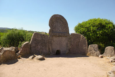 Stone structure against clear sky