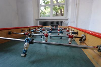 Close-up of foosball