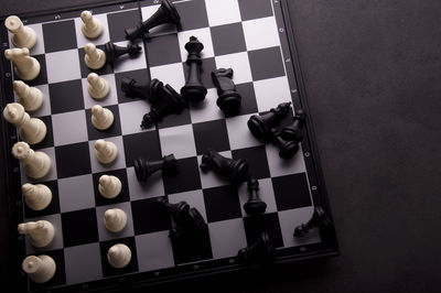 High angle view of chess board