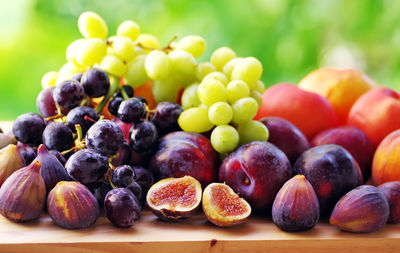 Close-up of various fruits on table