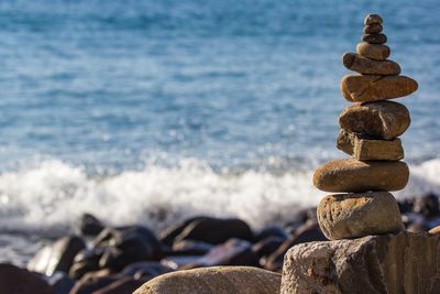 Stack of stones on beach