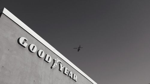 Low angle view of airplane in sky