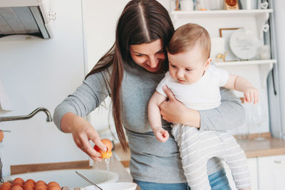 Mother and daughter at home