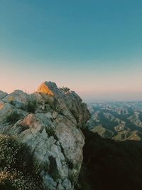 Scenic view of mountains against clear sky