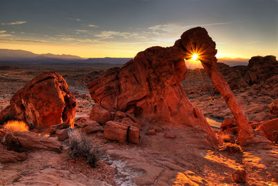 Low angle view of rock formations