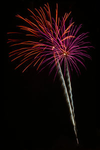 Low angle view of firework display at night