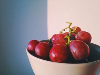 Close-up of red cherries on tree
