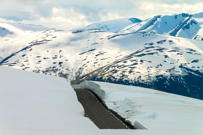 Scenic view of snowcapped mountain against sky