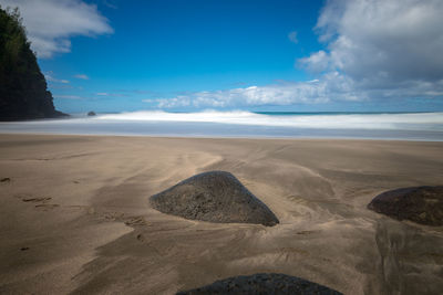 Scenic view of beach against sky