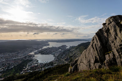 Panoramic view of landscape and mountains against sky