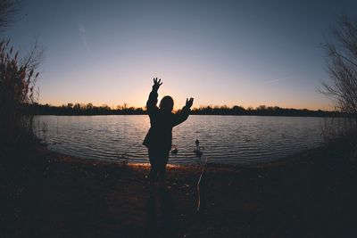 Tourists enjoying at sunset