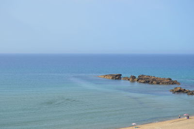 Scenic view of sea against clear sky