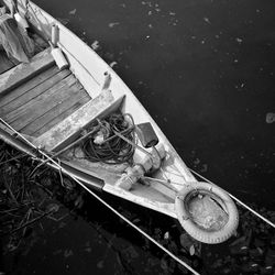 High angle view of abandoned boat