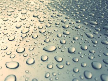 Full frame shot of raindrops on window