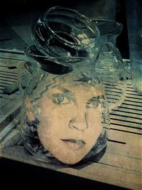 High angle view of human face