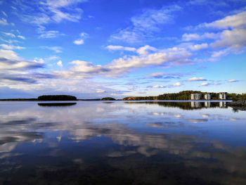 Scenic view of lake against sky