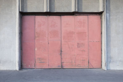 Closed door of building