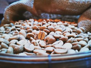 Close-up of coffee beans in basket