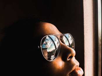 Close-up of man wearing sunglasses