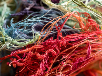 Close-up of red fishing net