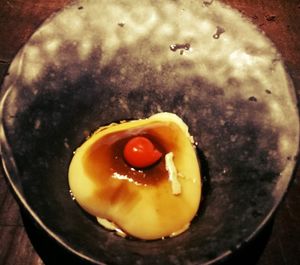 High angle view of bread in plate