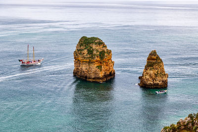 Panoramic view of rocks in sea